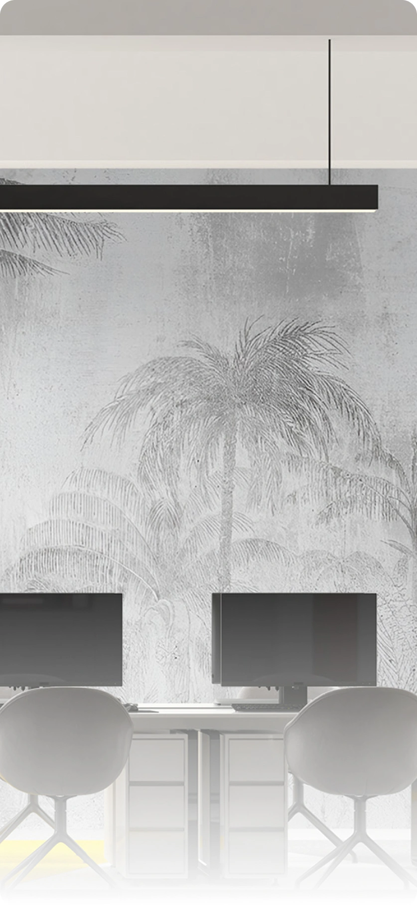 Meeting Room with Monochrome Forest Wallpaper